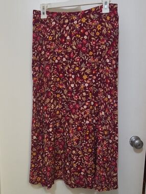 croft & barrow Burgundy Floral Maxi Skirt